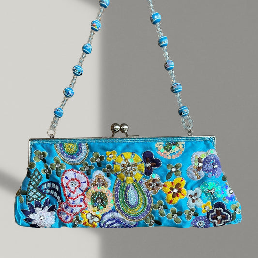 Turquoise Floral Dream Clutch