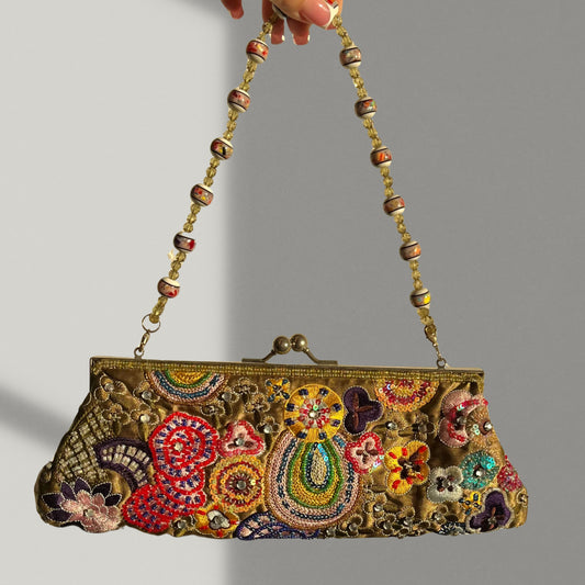 Bohemian Floral Embroidered Clutch